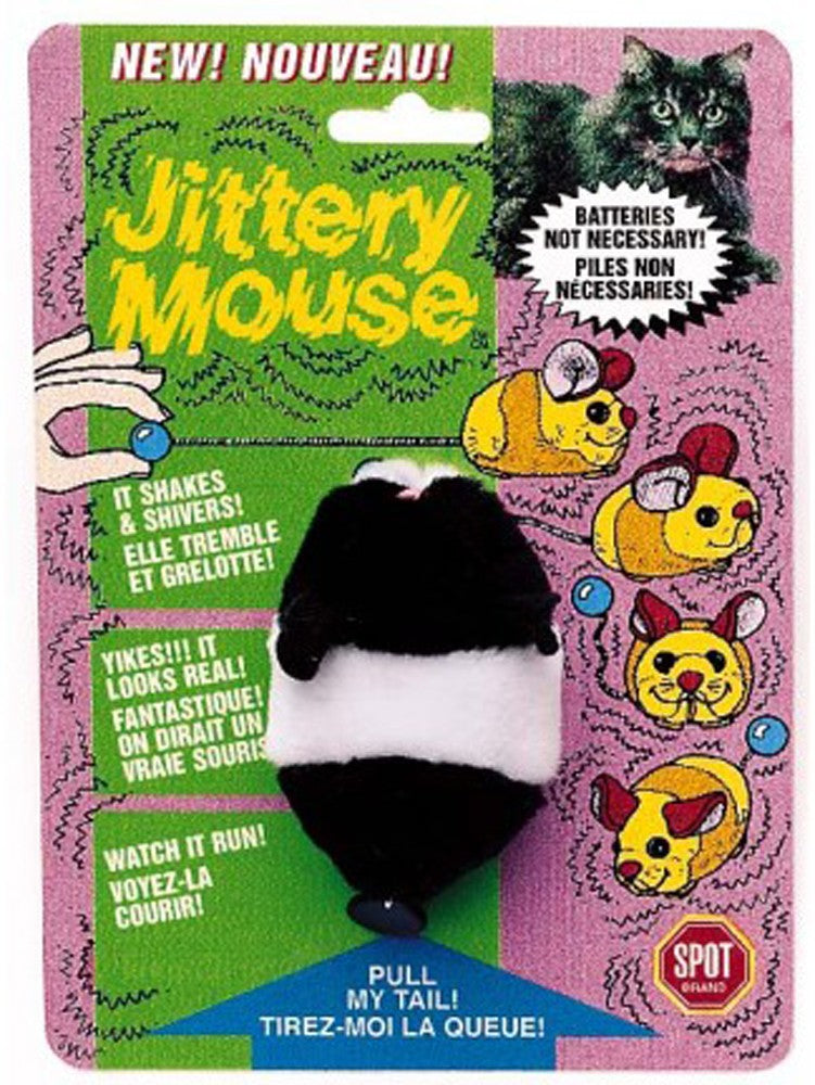 Spot Jittery Mouse Plush Cat Toy Gray; White 3 in - Pet Store X