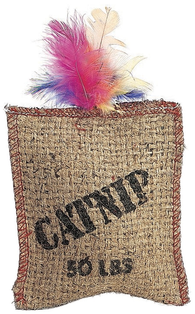 Spot Jute and Feather Sack Cat Toy with Catnip Brown 7 in - Pet Store X