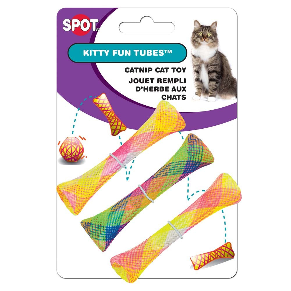 Spot Kitty Fun Tubes Catnip Toy Assorted 3.25 in 3 Pack - Pet Store X