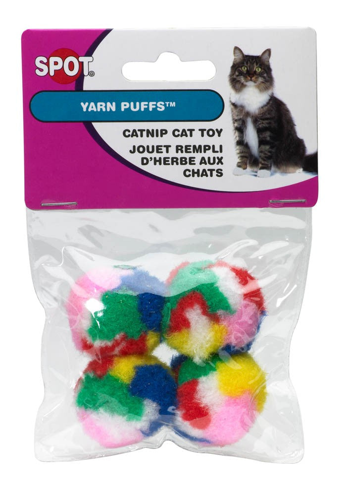 Spot Kitty Yarn Puffs Catnip Toy Assorted 1.5 in 4 Pack Small - Pet Store X