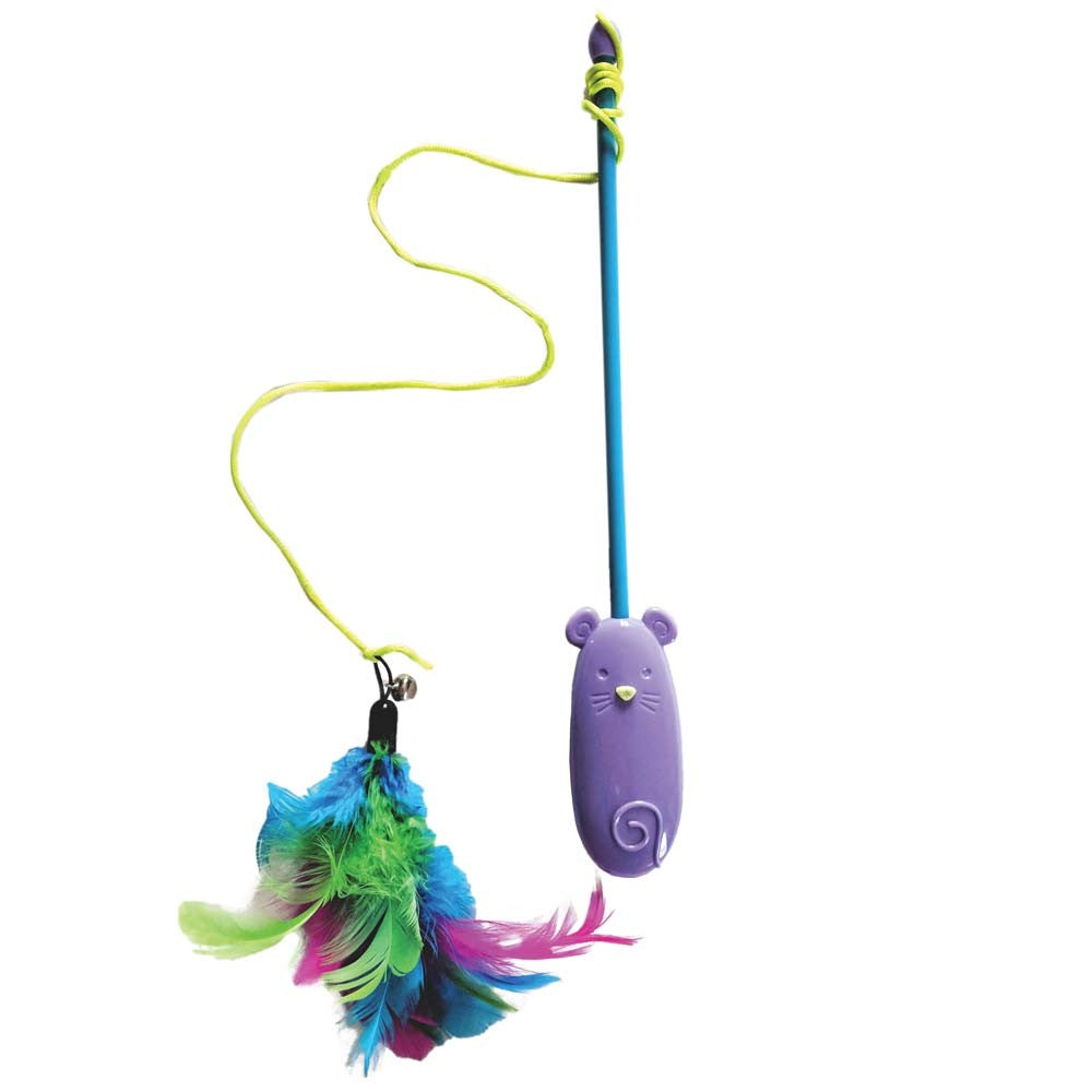 Spot Laser and Feather Teaser Wand Cat Toy Assorted 12 in - Pet Store X