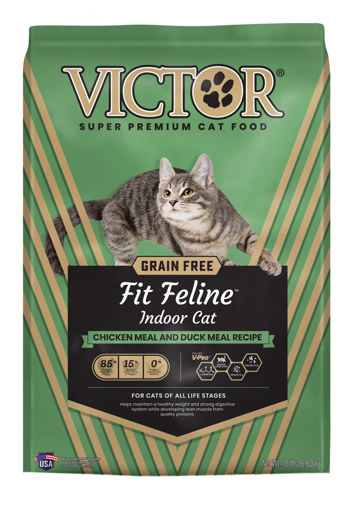 **Victor Super Premium Dog Food Fit Feline Indoor Dry Cat Food Chicken & Duck 1ea/15 lb for your Pet Cat with Pet Store X!