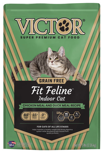 Victor Super Premium Dog Food Fit Feline Indoor Dry Cat Food Chicken & Duck 1ea/5 lb - Pet Store X