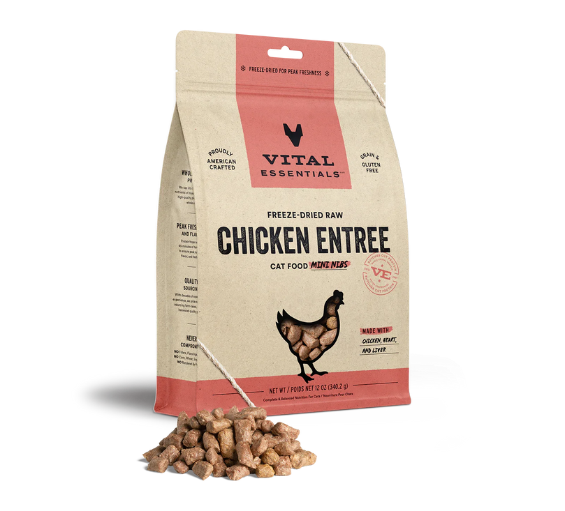 Vital Essentials Cat Freeze Dried Mini Nibs Chicken 12oz. - Pet Store X