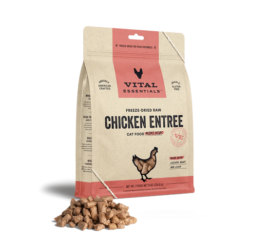 Vital Essentials Cat Freeze Dried Mini Nibs Chicken 8oz. - Pet Store X