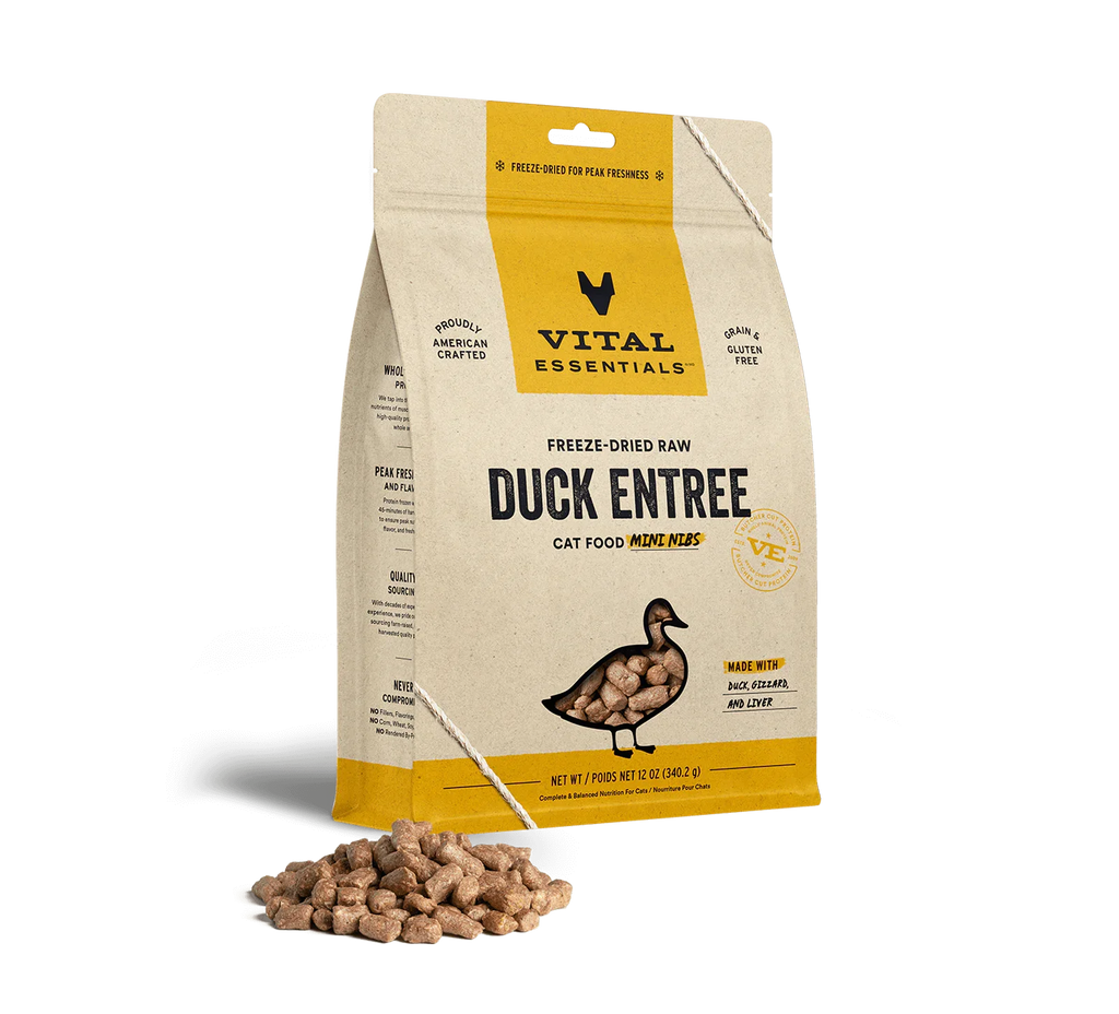 Vital Essentials Cat Freeze Dried Mini Nibs Duck 12oz. - Pet Store X