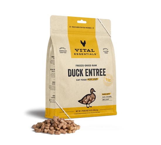 Vital Essentials Cat Freeze Dried Mini Nibs Duck 8oz. - Pet Store X