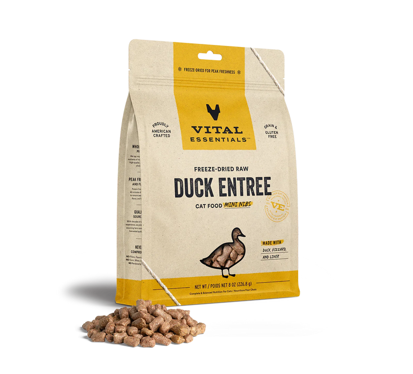 Vital Essentials Cat Freeze Dried Mini Nibs Duck 8oz. - Pet Store X