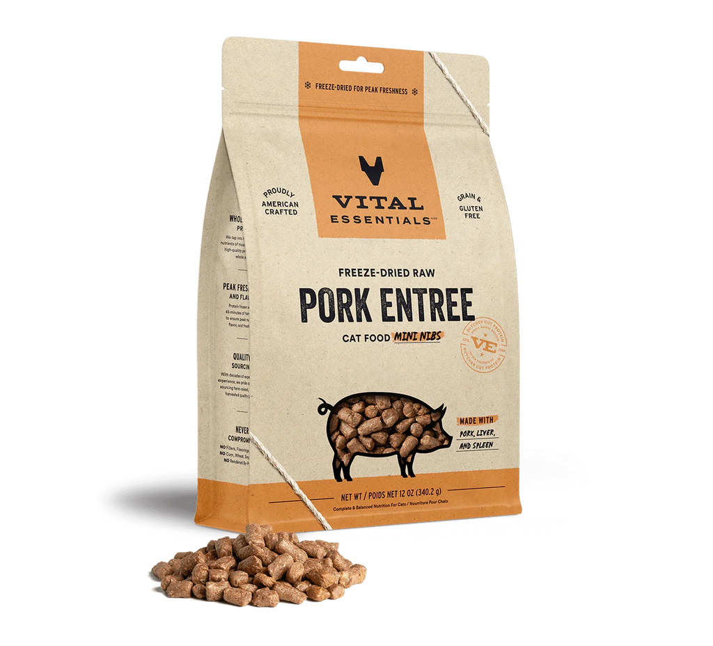 Vital Essentials Cat Freeze Dried Mini Nibs Pork 12oz. - Pet Store X