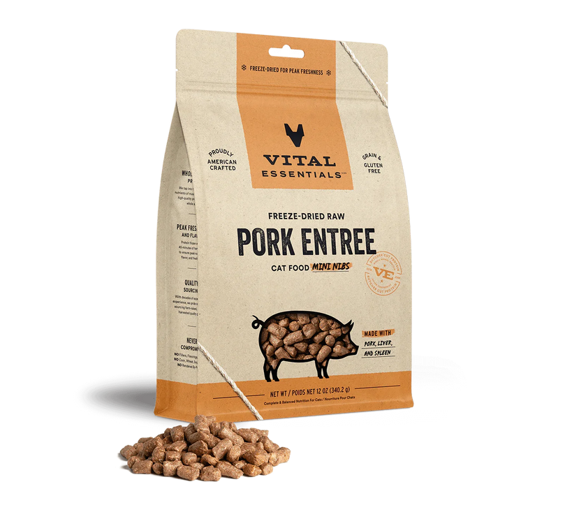 Vital Essentials Cat Freeze Dried Mini Nibs Pork 12oz. - Pet Store X