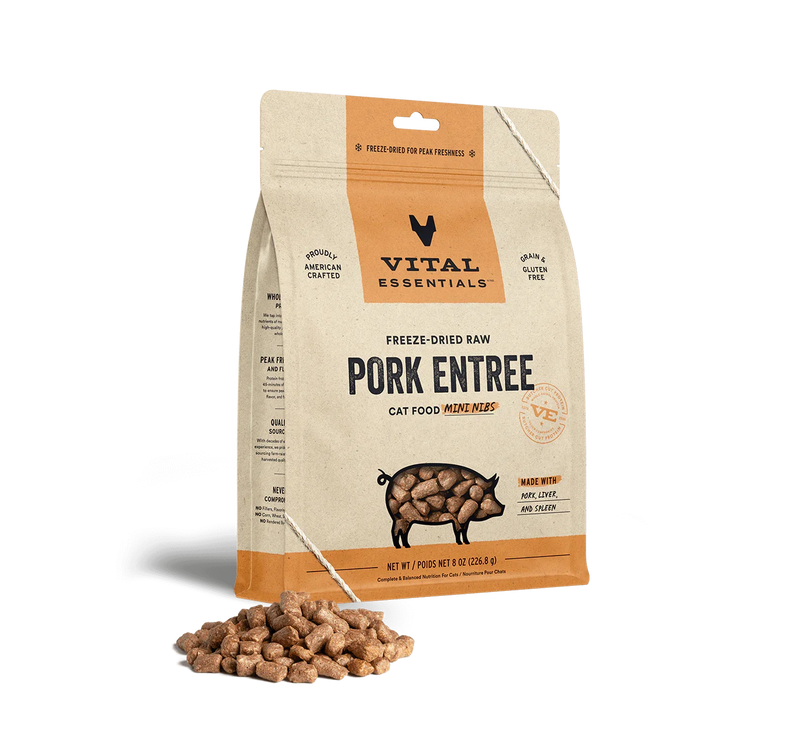 Vital Essentials Cat Freeze Dried Mini Nibs Pork 8oz. - Pet Store X