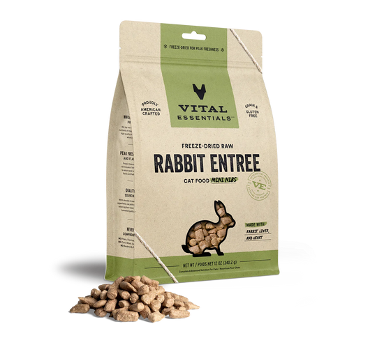 Vital Essentials Cat Freeze Dried Mini Nibs Rabbit 12oz. - Pet Store X