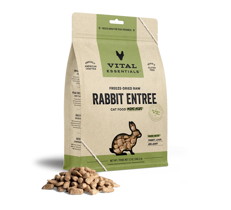 Vital Essentials Cat Freeze Dried Mini Nibs Rabbit 12oz. - Pet Store X