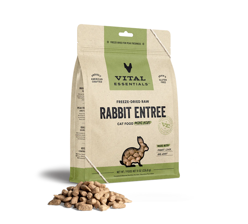 Vital Essentials Cat Freeze Dried Mini Nibs Rabbit 8oz. - Pet Store X