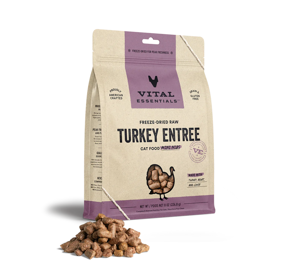 Vital Essentials Cat Freeze Dried Mini Nibs Turkey 8oz. - Pet Store X