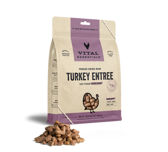 Vital Essentials Cat Freeze Dried Mini Nibs Turkey 8oz. - Pet Store X