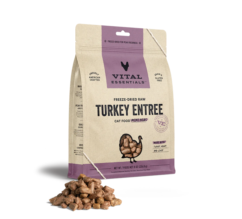 Vital Essentials Cat Freeze Dried Mini Nibs Turkey 8oz. - Pet Store X