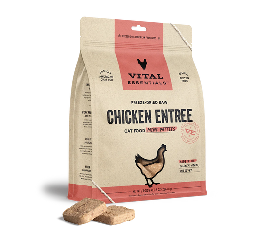 Vital Essentials Cat Freeze Dried Mini Patties Beef Chicken 8oz. - Pet Store X