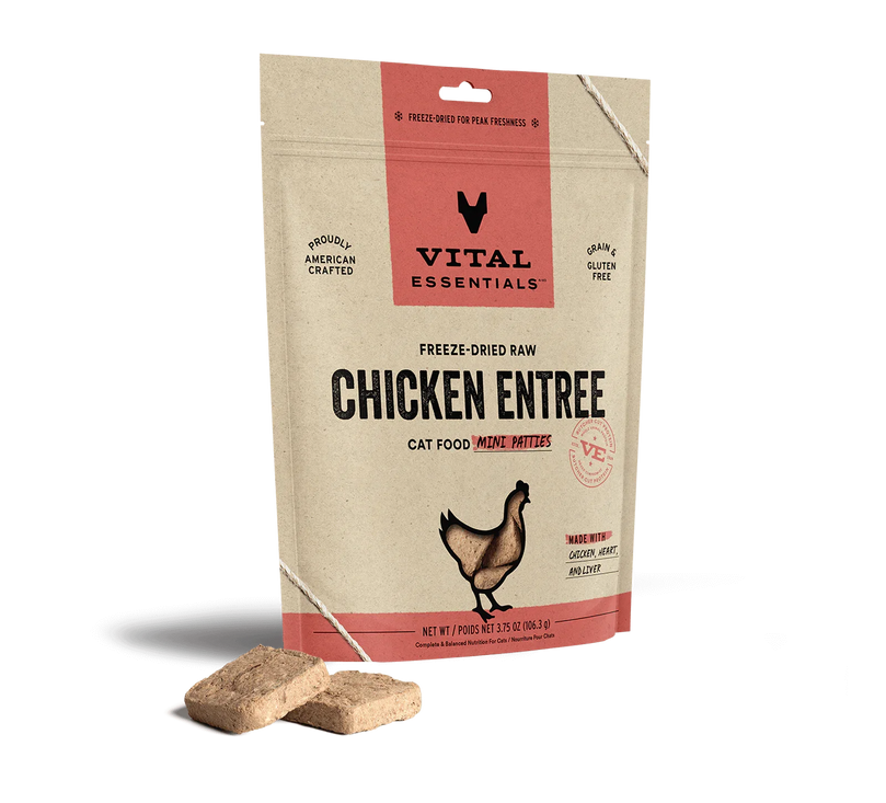 Vital Essentials Cat Freeze Dried Mini Patties Chicken 3.75oz. - Pet Store X