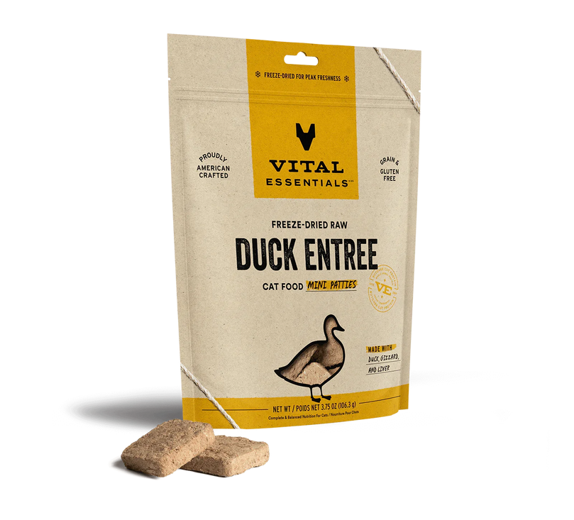 Vital Essentials Cat Freeze Dried Mini Patties Duck 3.75oz. - Pet Store X