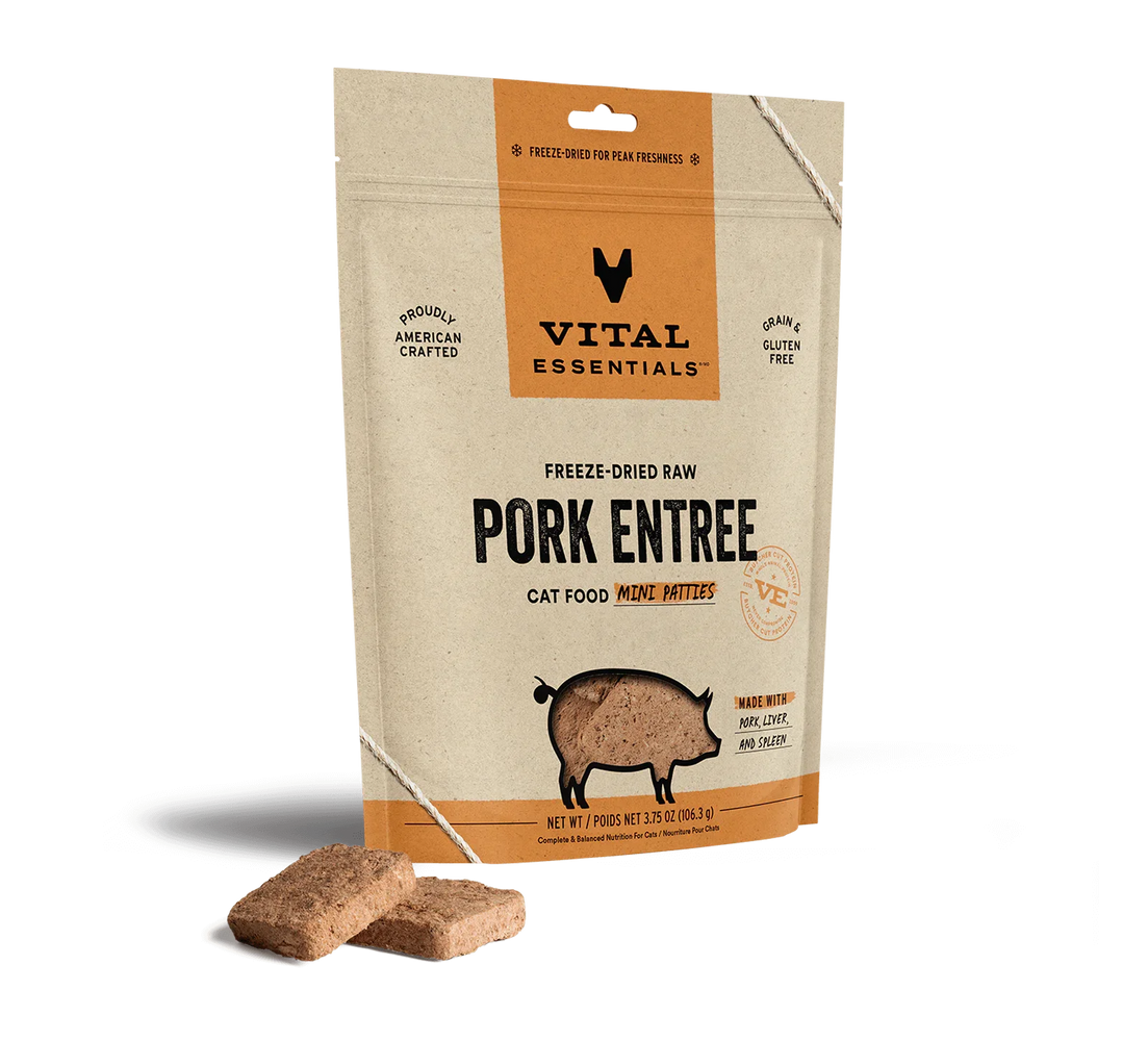 Vital Essentials Cat Freeze Dried Mini Patties Pork 3.75oz. - Pet Store X