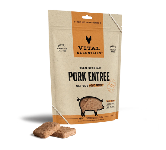 Vital Essentials Cat Freeze Dried Mini Patties Pork 3.75oz. - Pet Store X