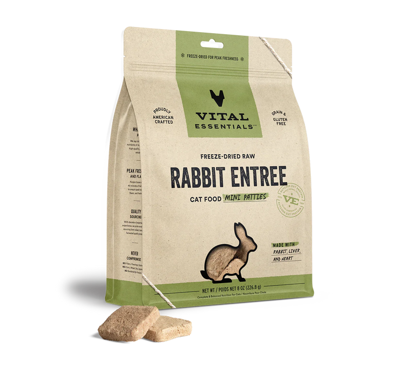 Vital Essentials Cat Freeze Dried Mini Patties Rabbit 8oz. - Pet Store X