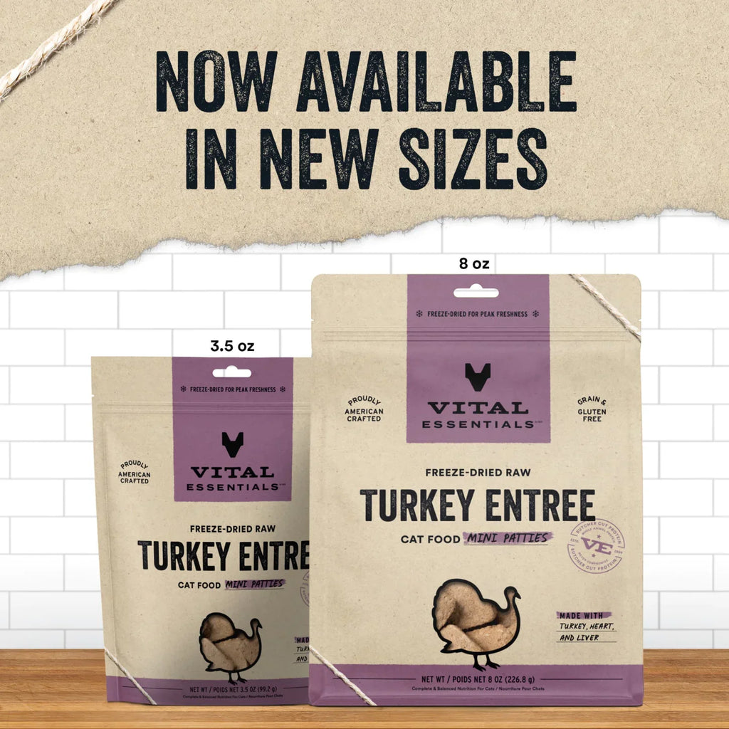 Vital Essentials Cat Freeze Dried Mini Patties Turkey 375oz for your Pet Cat with Pet Store X!