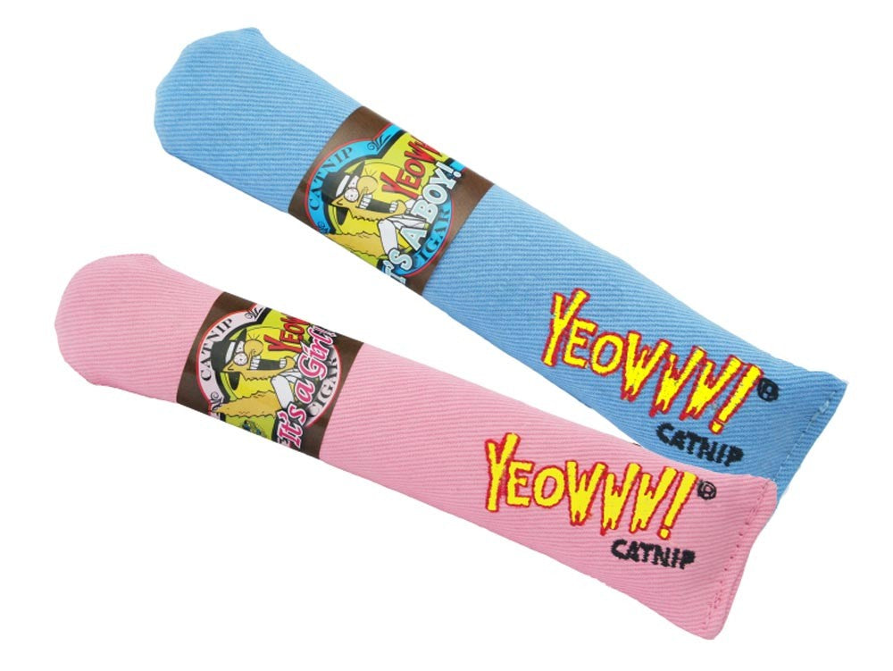 Yeowww! Big Baby Cigars Catnip Toy Pink & Blue 1ea/7 in, 12 pk - Pet Store X