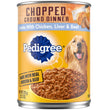 Pedigree Chopped Ground Dinner Chicken, Beef and Liver Canned Dog Food 12Ea/13.2 Oz