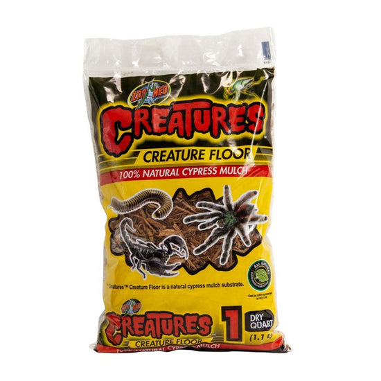 Zoo Med Creatures Creature Floor Natural Cypress Mulch Substrate Brown 1ea/1 qt for your Pet Reptile with Pet Store X.